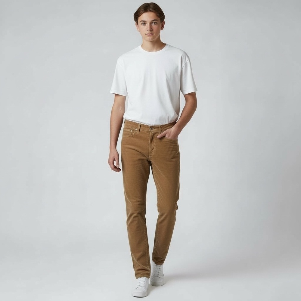 Men's Stylish Tan Corduroy Pants Size 27 (Range 26-28) NWOT Streetwear Neutral